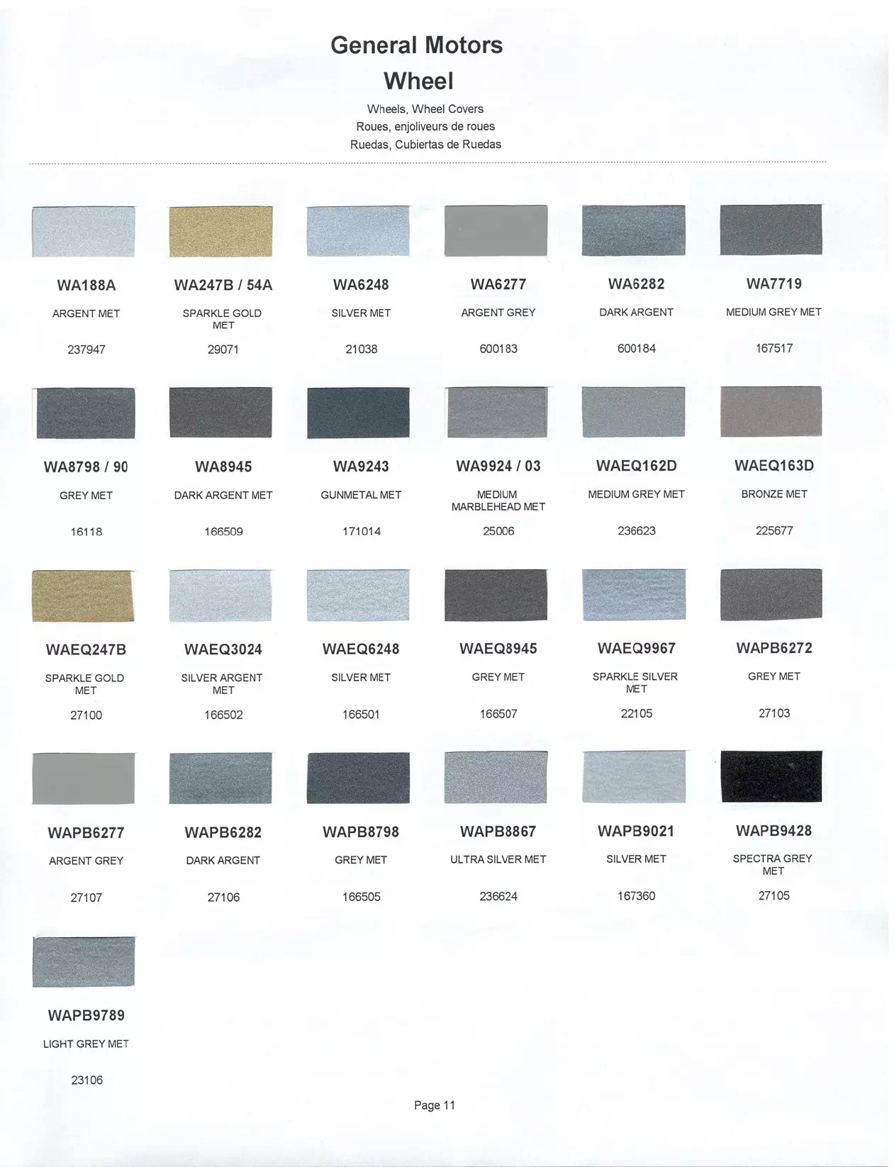	Oem Colors, Paint Codes, Mixing Stock Numbers, and Color Names for 2001 General Motors, Buick, Cadillac, GMC, and Chevrolet Vehicles