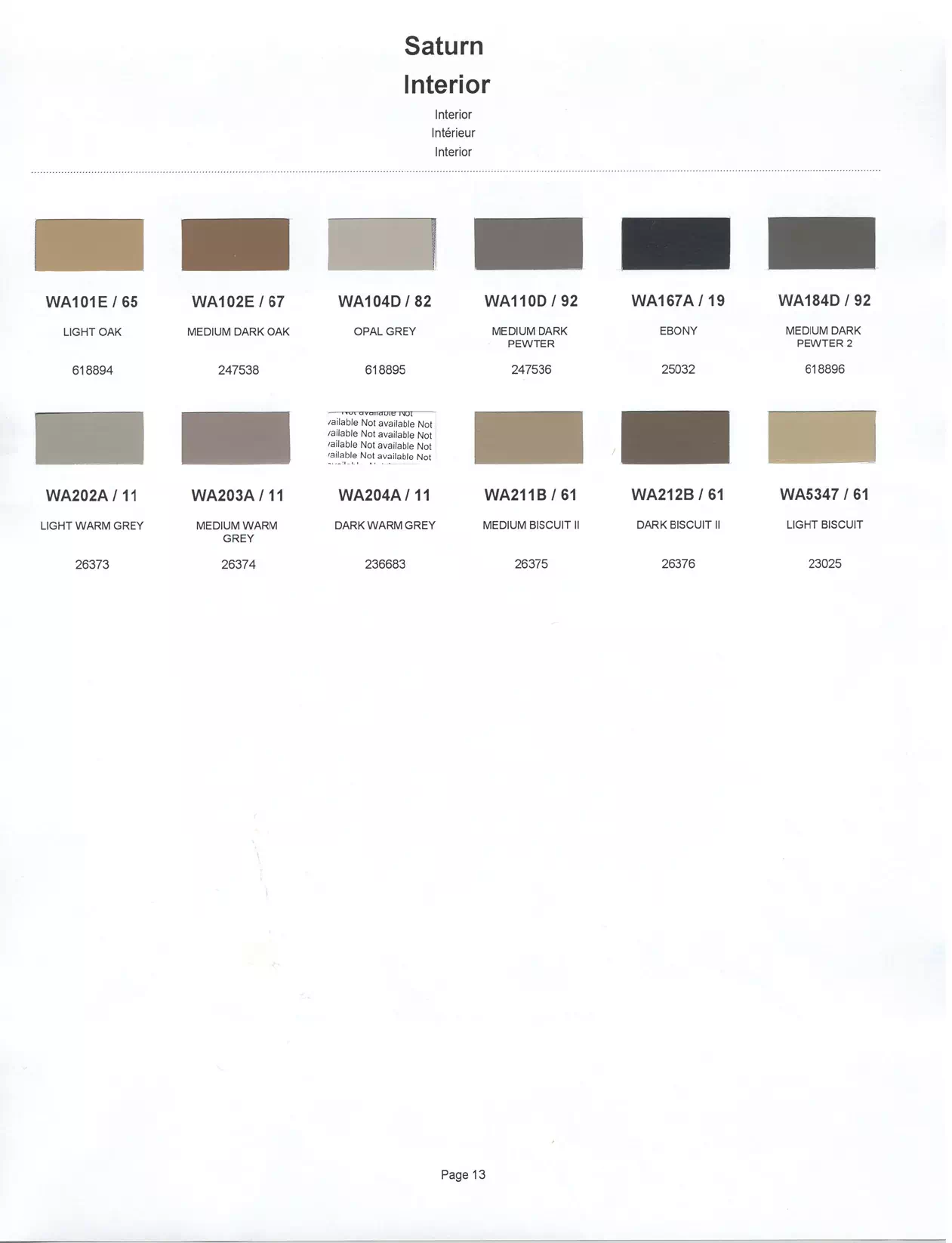 	Oem Colors, Paint Codes, Mixing Stock Numbers, and Color Names for 2001 General Motors, Buick, Cadillac, GMC, and Chevrolet Vehicles