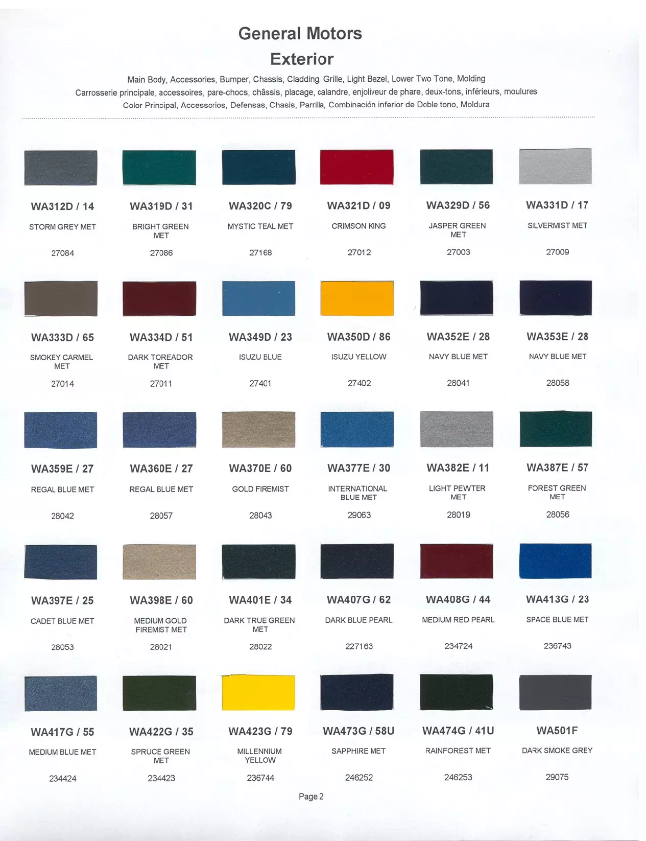 	Oem Colors, Paint Codes, Mixing Stock Numbers, and Color Names for 2001 General Motors, Buick, Cadillac, GMC, and Chevrolet Vehicles