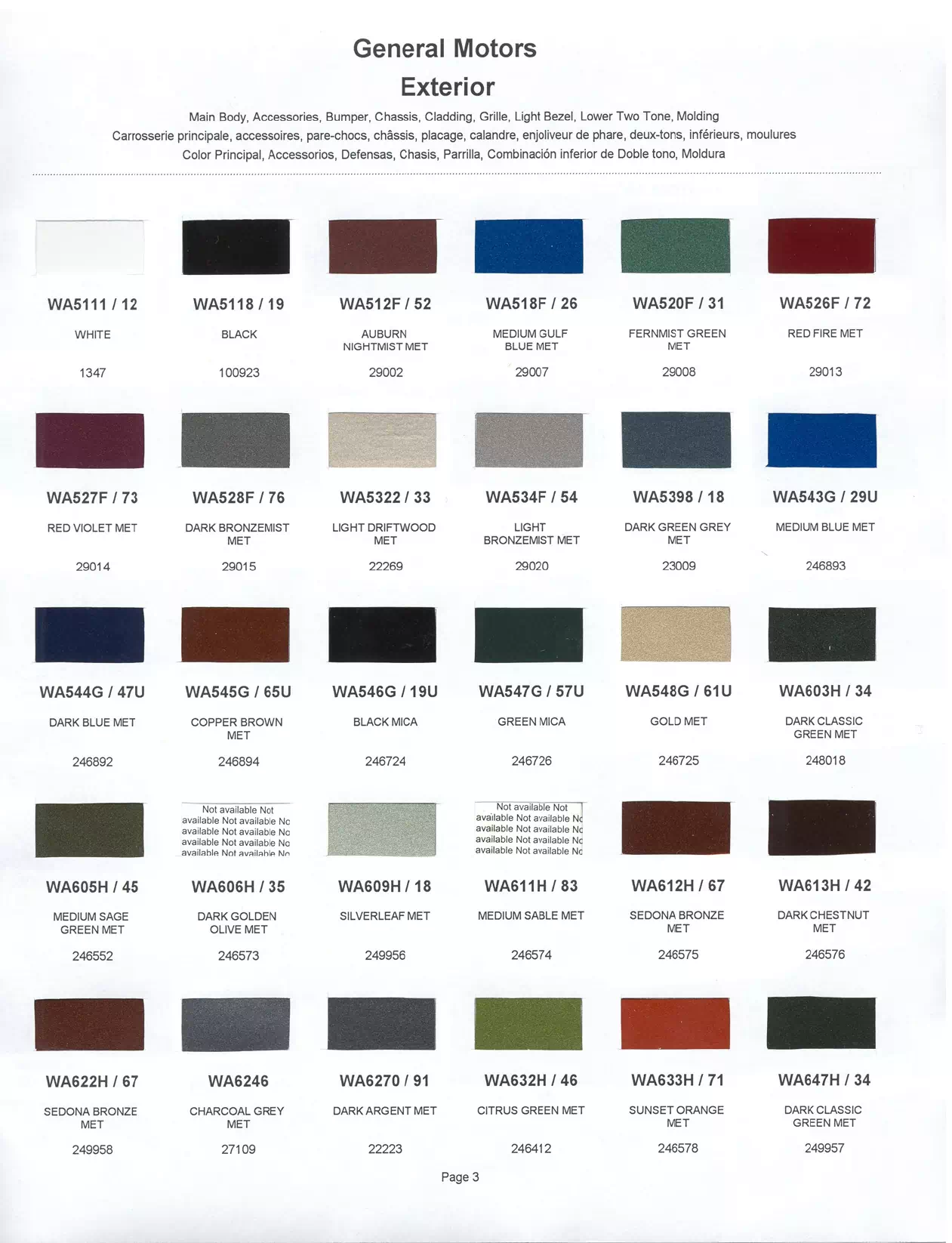 	Oem Colors, Paint Codes, Mixing Stock Numbers, and Color Names for 2001 General Motors, Buick, Cadillac, GMC, and Chevrolet Vehicles