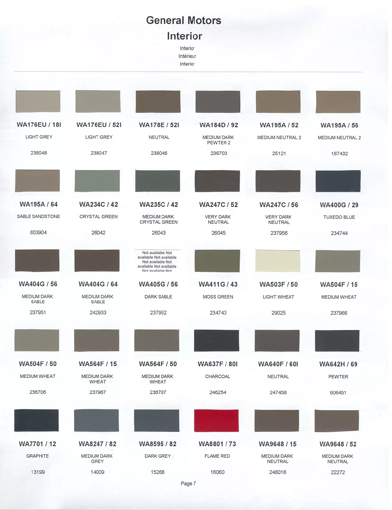	Oem Colors, Paint Codes, Mixing Stock Numbers, and Color Names for 2001 General Motors, Buick, Cadillac, GMC, and Chevrolet Vehicles