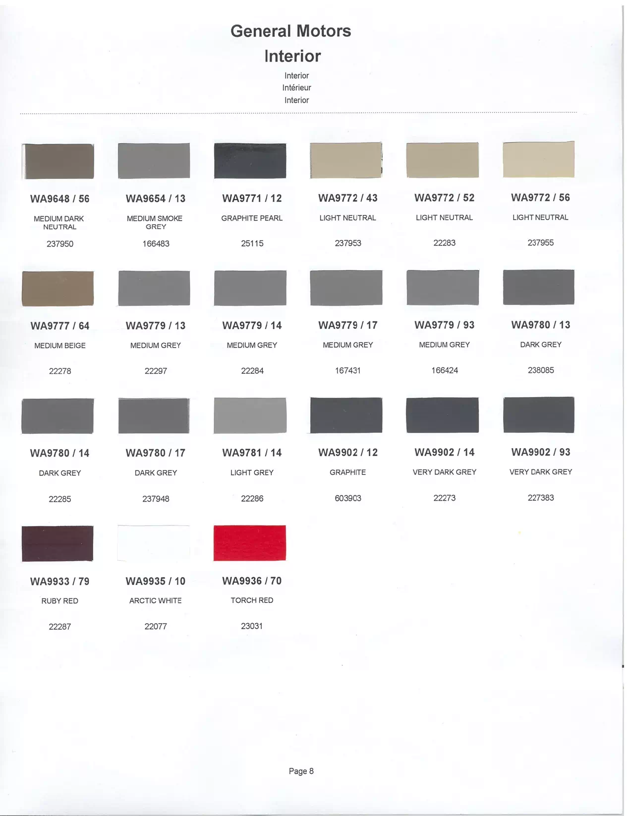 	Oem Colors, Paint Codes, Mixing Stock Numbers, and Color Names for 2001 General Motors, Buick, Cadillac, GMC, and Chevrolet Vehicles