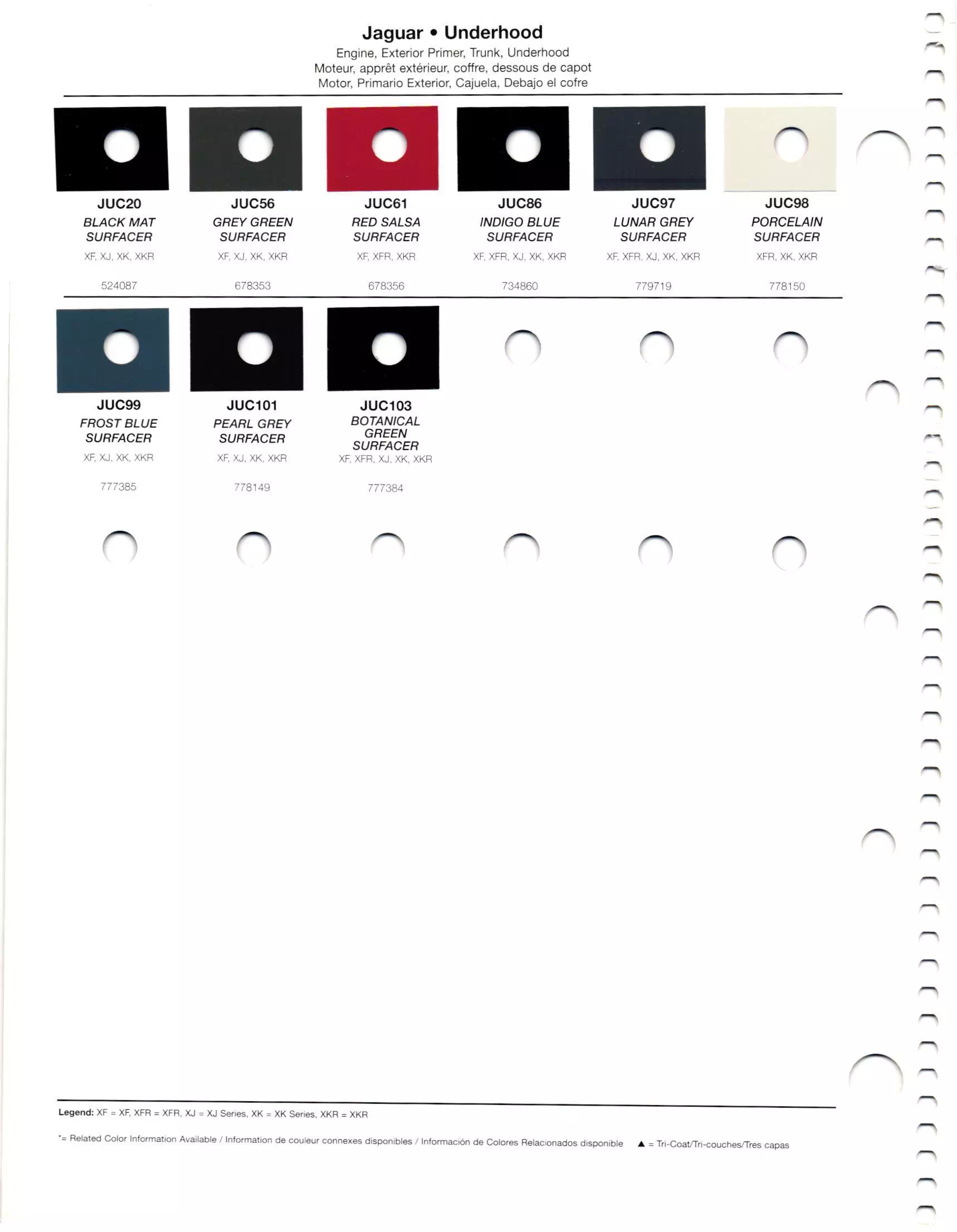 Oem Colors, Paint Codes, Mixing Stock Numbers, and Color Names for 2011 Jaguar Vehicles