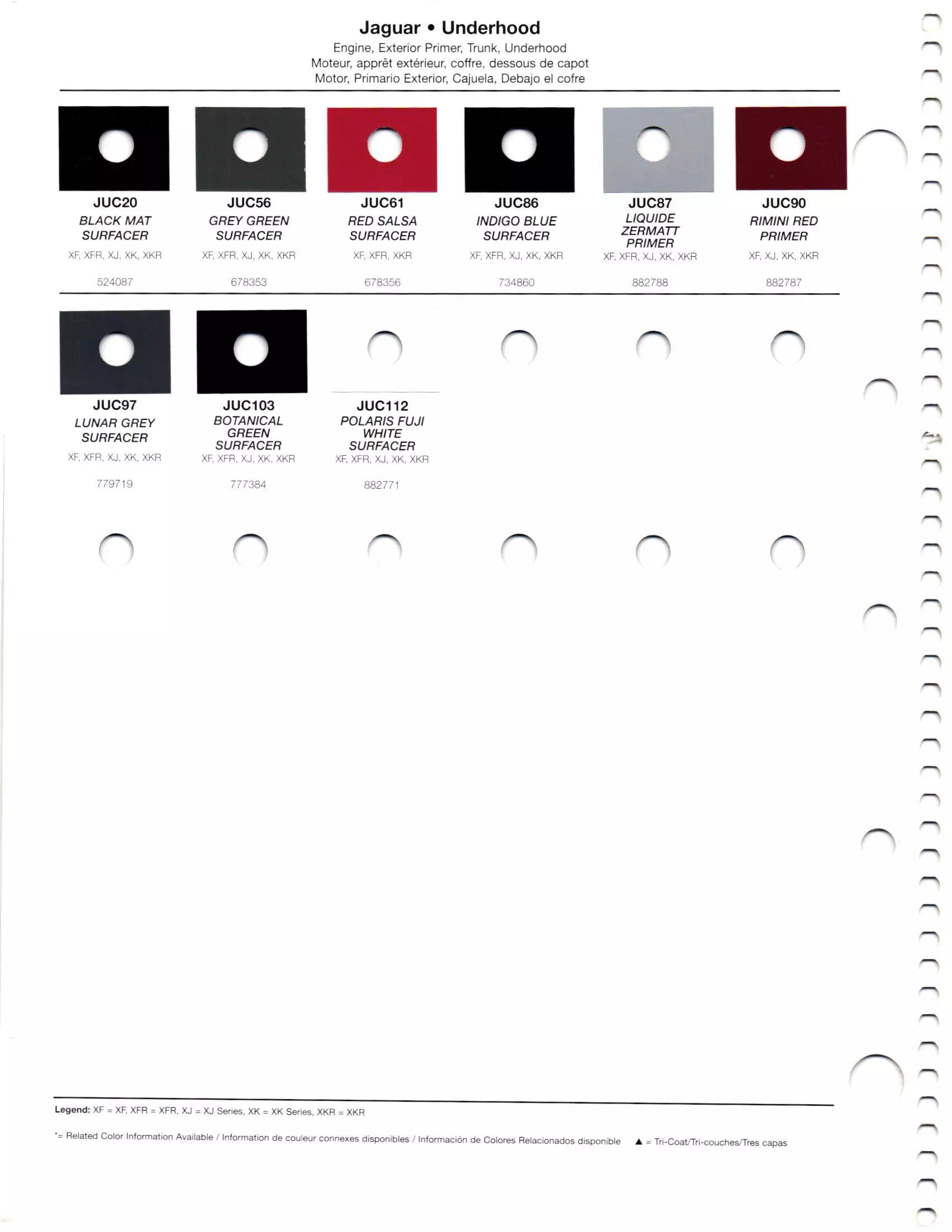 Oem Colors, Paint Codes, Mixing Stock Numbers, and Color Names for 2012 Jaguar Vehicles