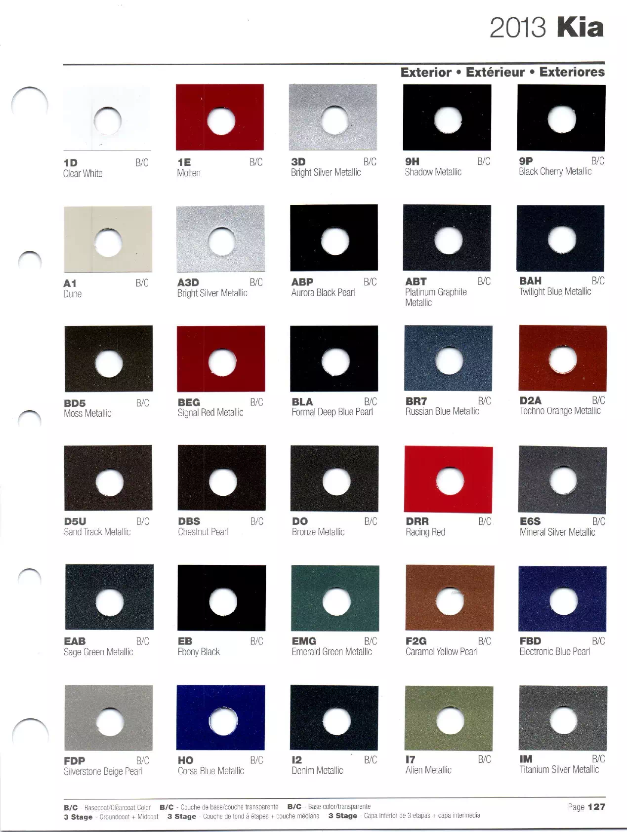 2013 Kia Paint Codes and Color Chart Oem Colors, Paint Codes, Mixing Stock Numbers, and Color Names for 2013 Kia Vehicles