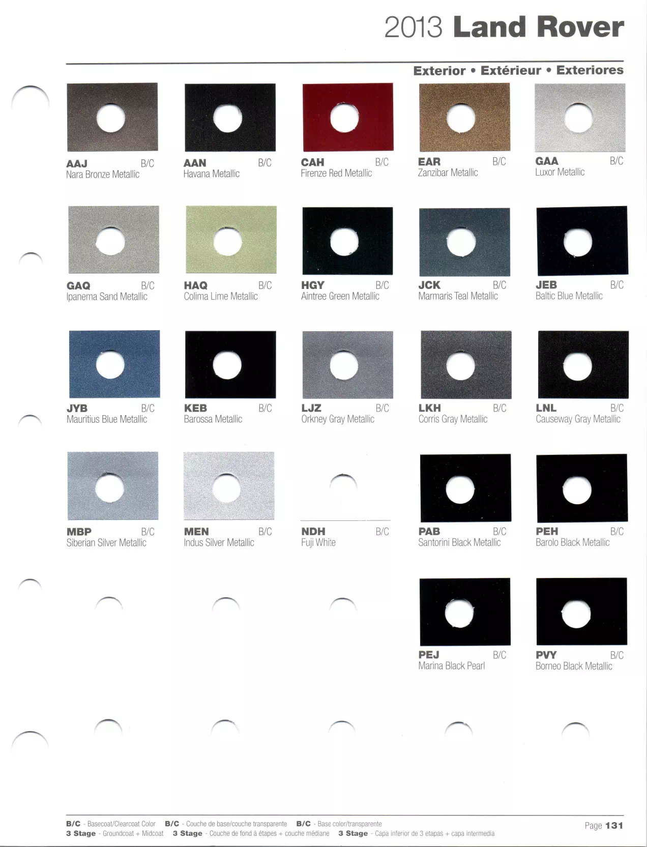 2013 Land Rover Paint Codes and Color Chart Oem Colors, Paint Codes, Mixing Stock Numbers, and Color Names for 2013 Land Rover Vehicles