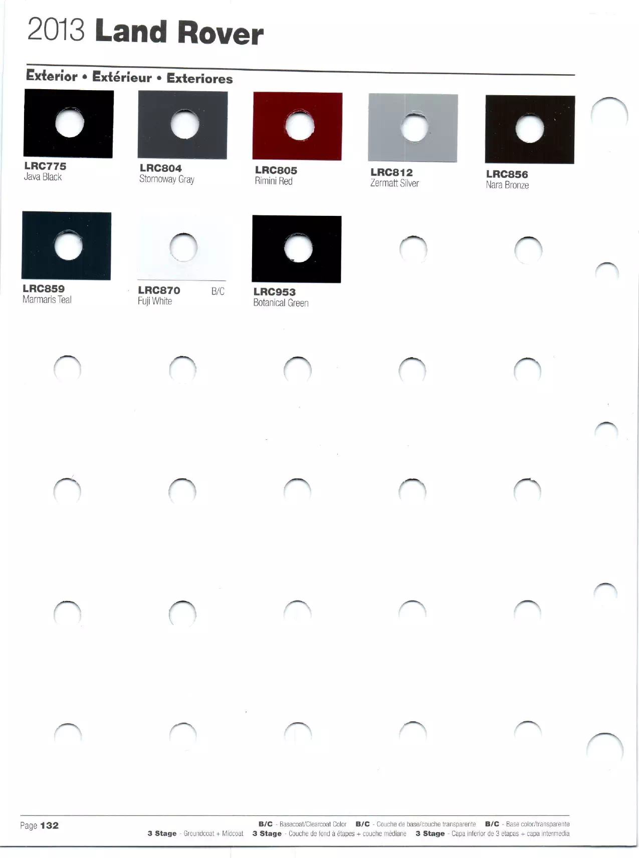 2013 Land Rover Paint Codes and Color Chart Oem Colors, Paint Codes, Mixing Stock Numbers, and Color Names for 2013 Land Rover Vehicles