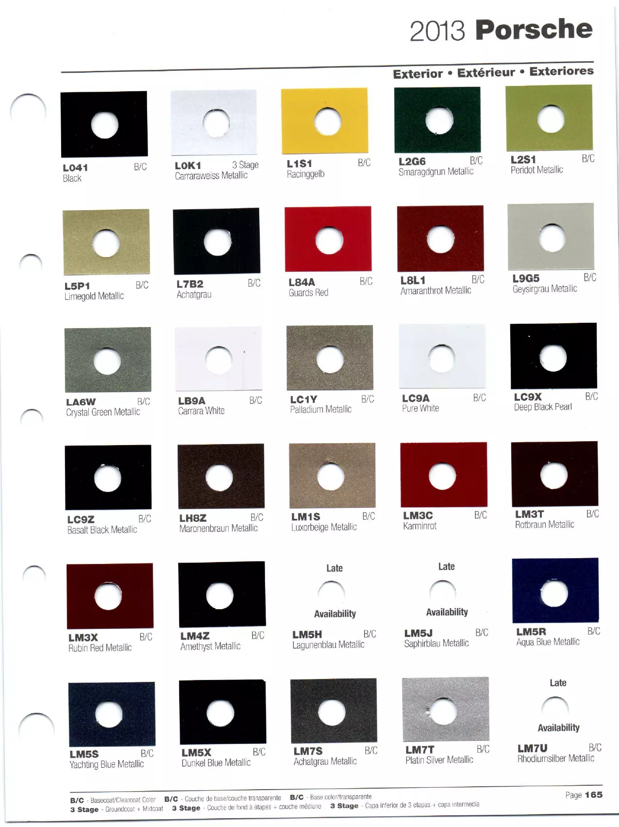 2013 Porsche Paint Codes and Color Chart Oem Colors, Paint Codes, Mixing Stock Numbers, and Color Names for 2013 Porsche Vehicles