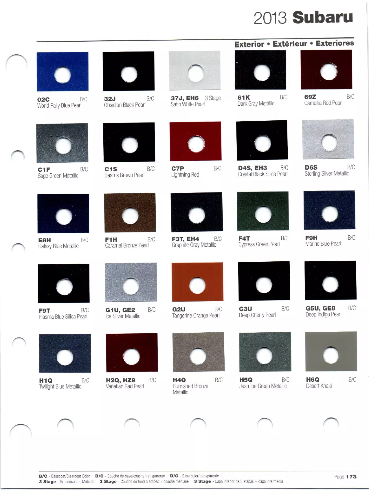 2013 Subaru Paint Codes and Color Chart Oem Colors, Paint Codes, Mixing Stock Numbers, and Color Names for 2013 Subaru Vehicles